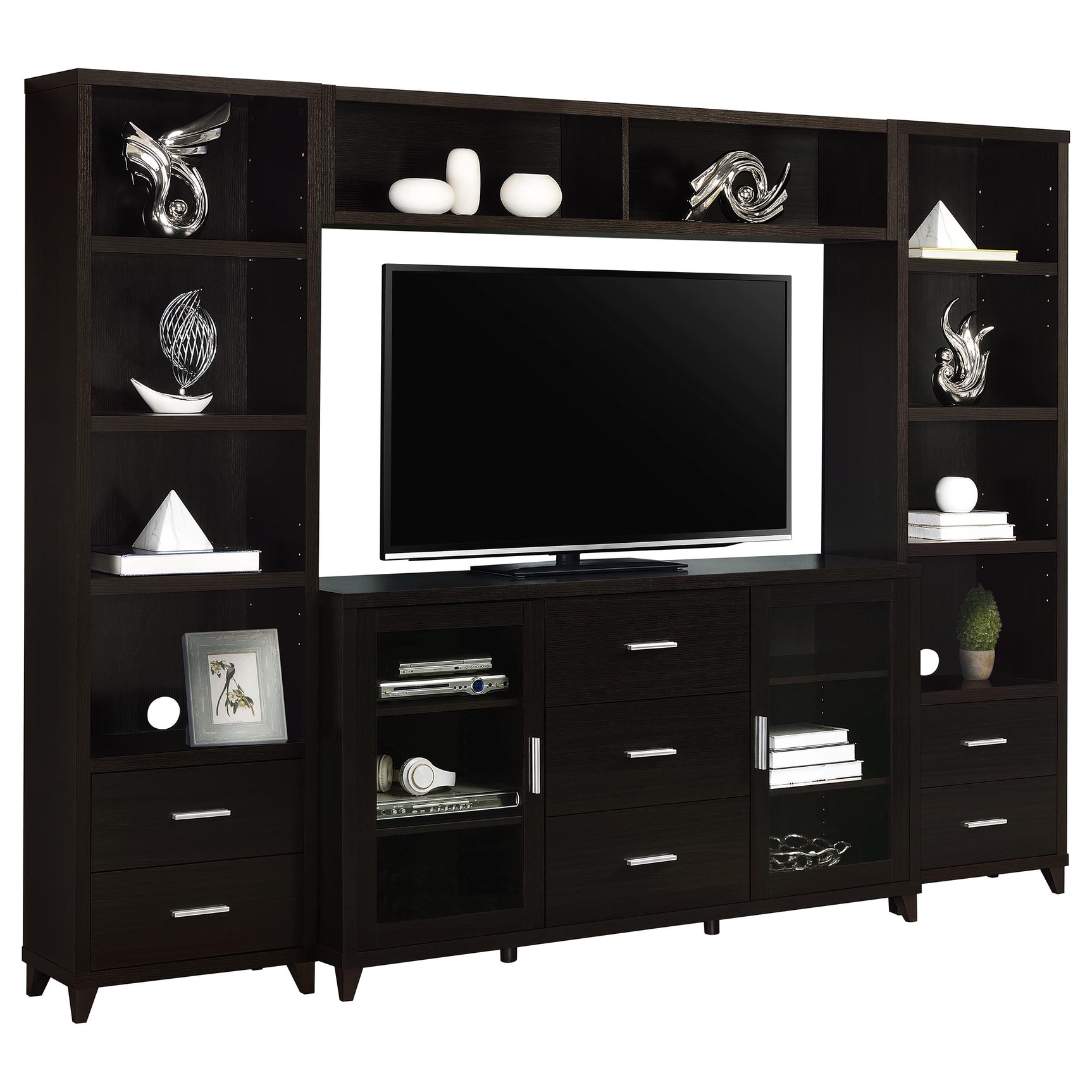 Lewes 4-piece 60-inch TV Entertainment Center Cappuccino - Tampa Furniture Outlet