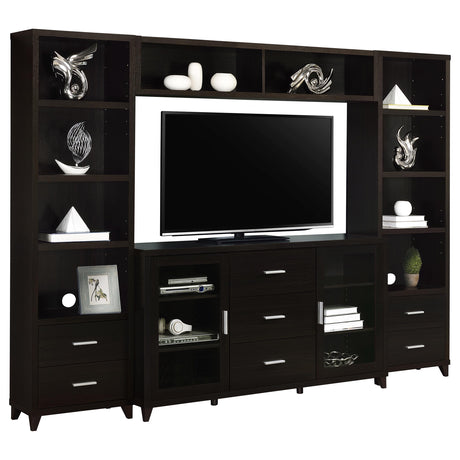 Lewes 4-piece 60-inch TV Entertainment Center Cappuccino - Tampa Furniture Outlet