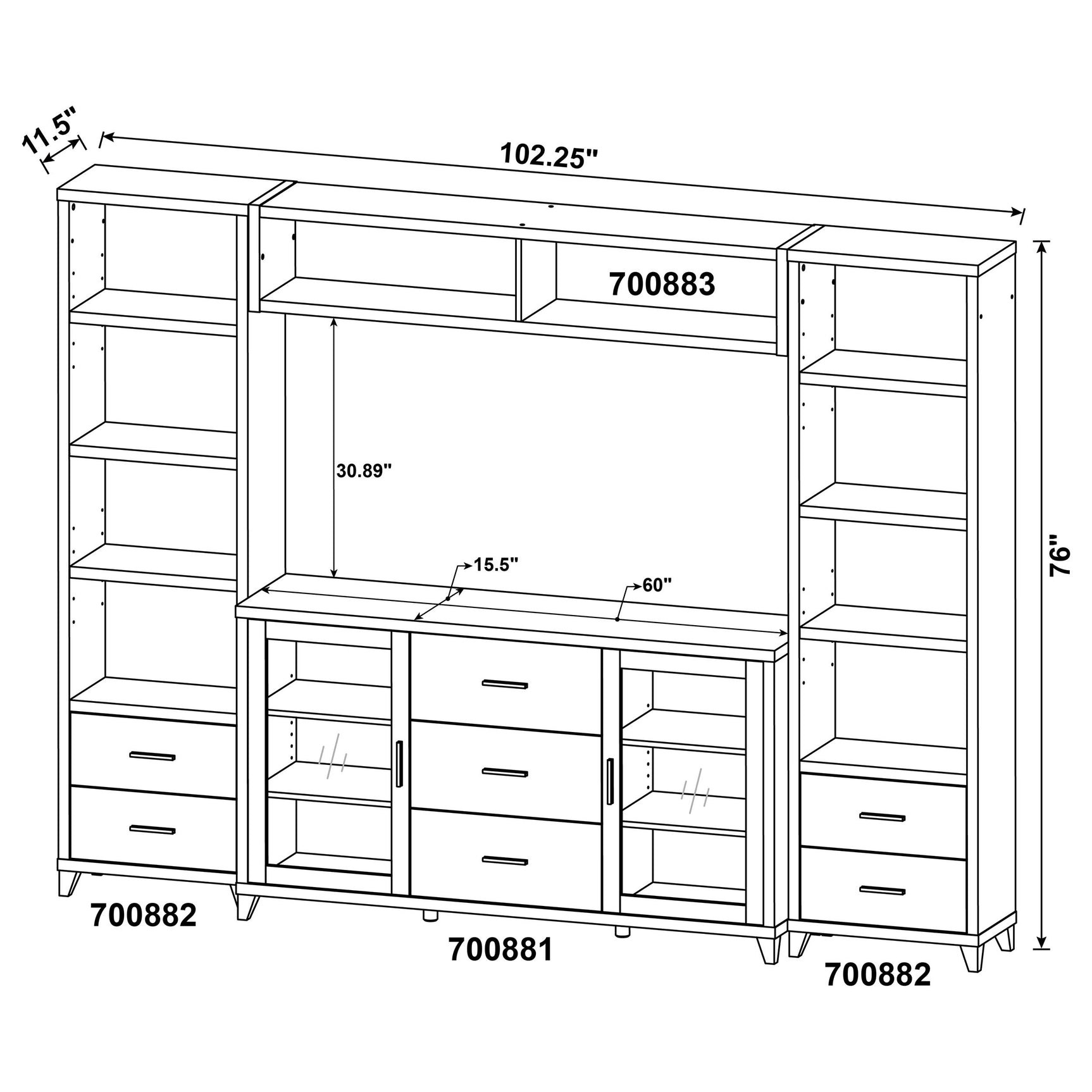 Lewes 4-piece 60-inch TV Entertainment Center Cappuccino - Tampa Furniture Outlet