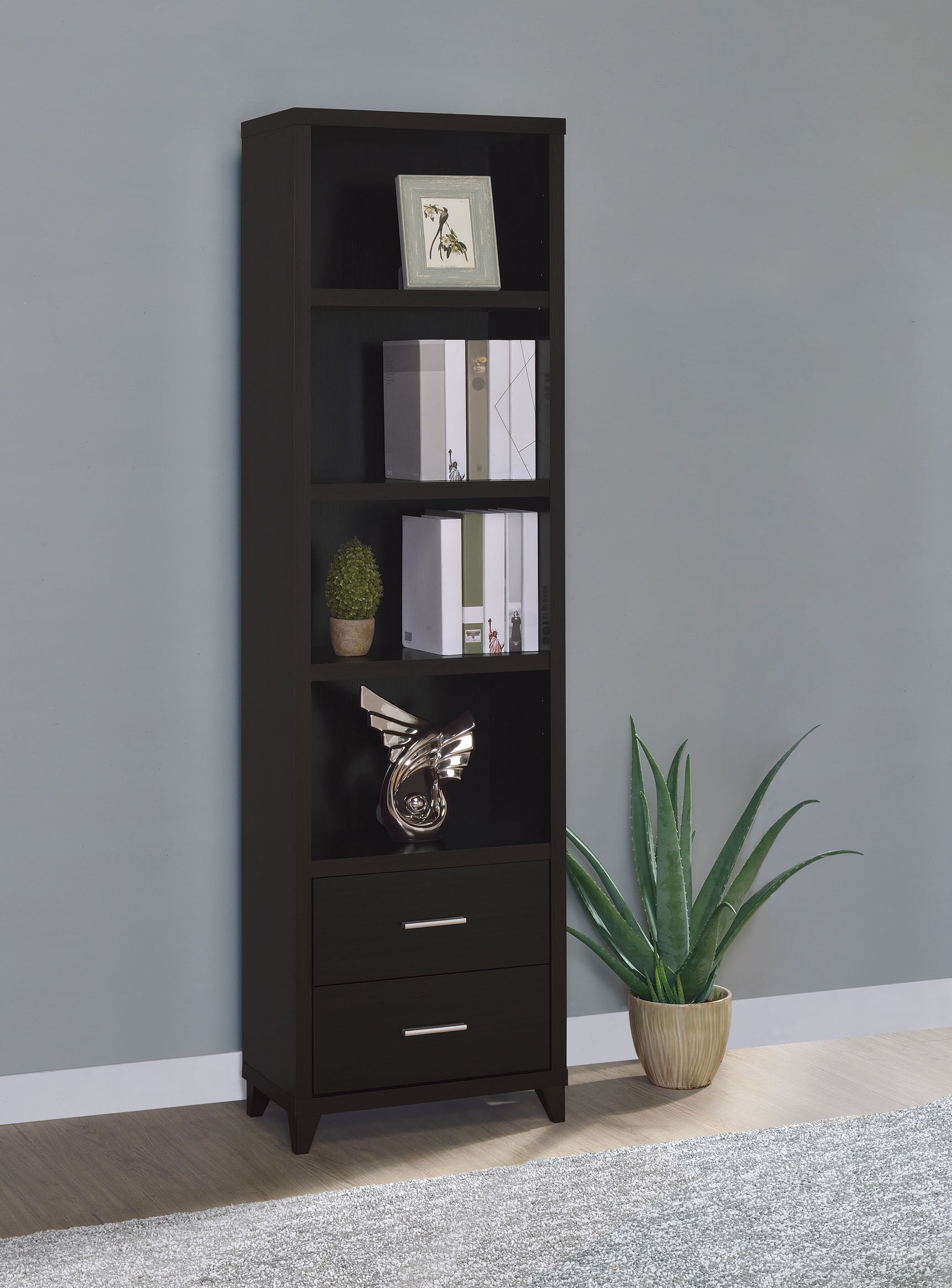 Lewes 4-shelf Engineered Wood Media Tower Cappuccino - Tampa Furniture Outlet