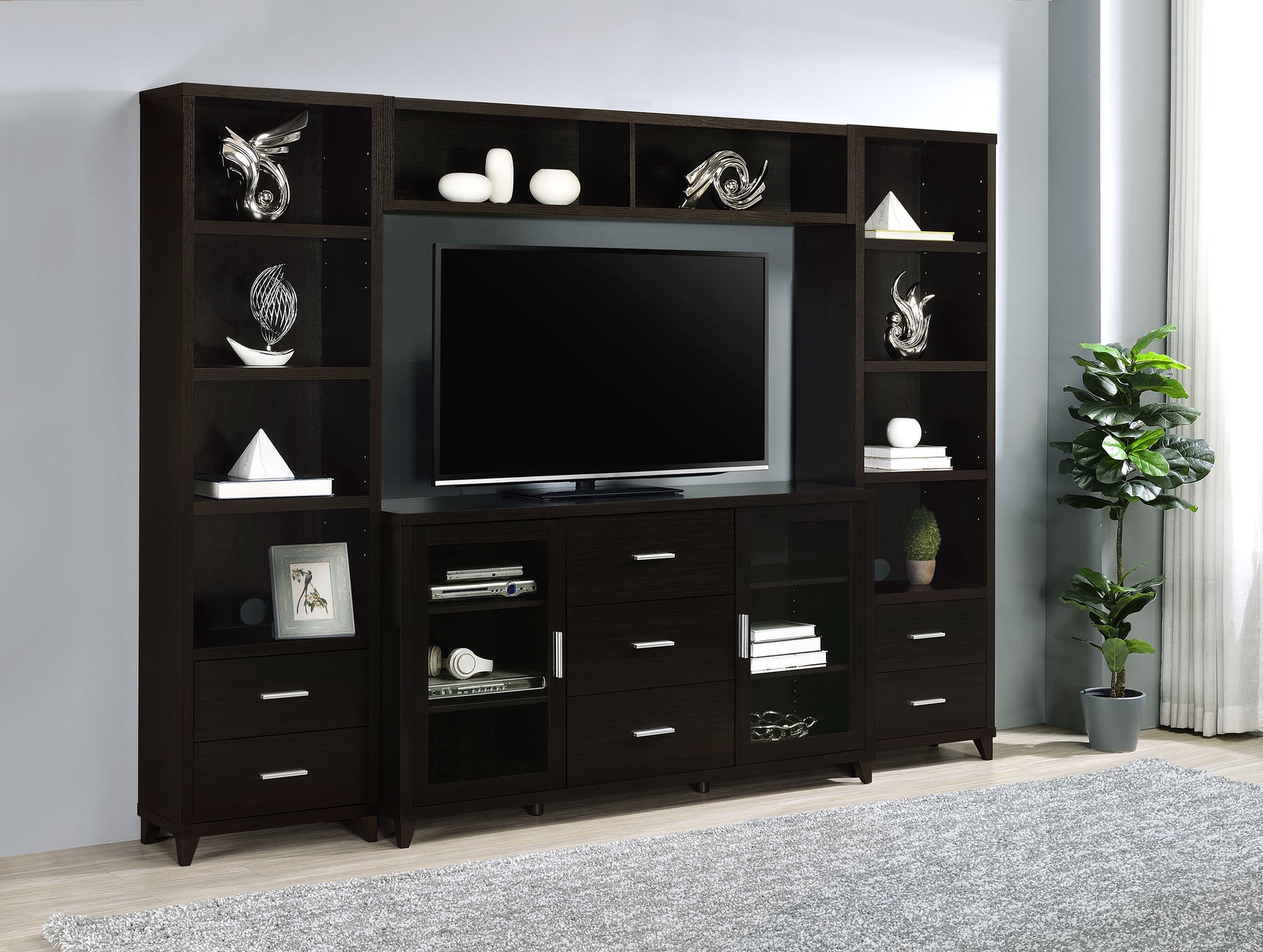 Lewes 4-shelf Engineered Wood Media Tower Cappuccino - Tampa Furniture Outlet