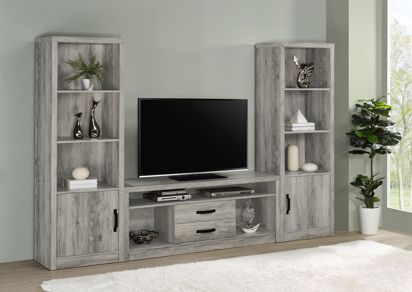 Burke 2-drawer Engineered Wood 59-inch TV Stand Grey Driftwood - Tampa Furniture Outlet