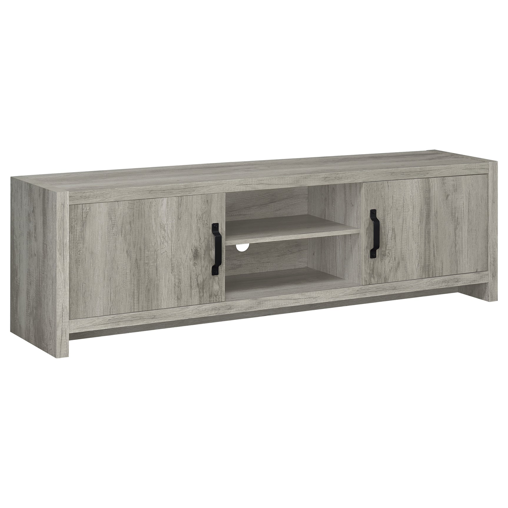 Tampa Furniture Outlet - Coaster - Burke 2-door Engineered Wood 71-inch TV Stand Grey Driftwood - 701025
