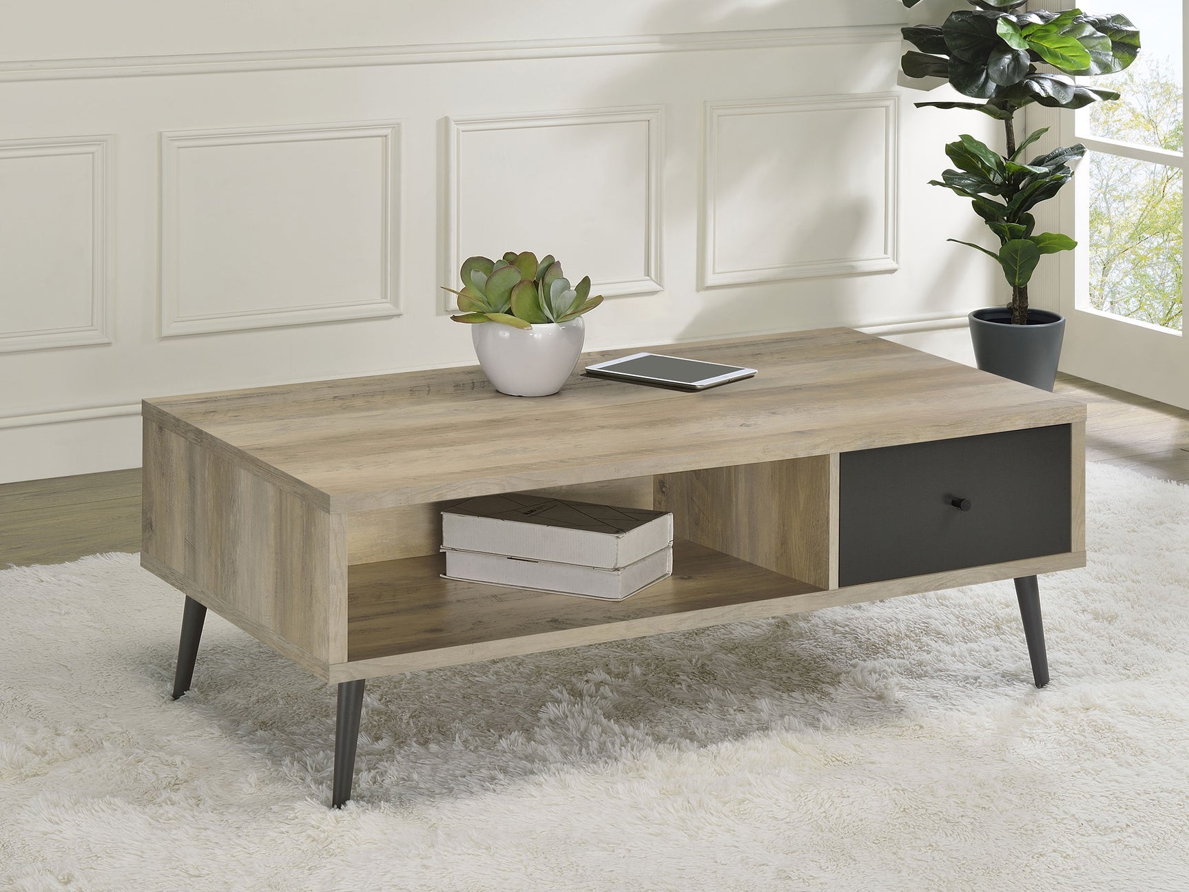 Welsh 1-drawer Engineered Wood Coffee Table Distressed Pine - Tampa Furniture Outlet