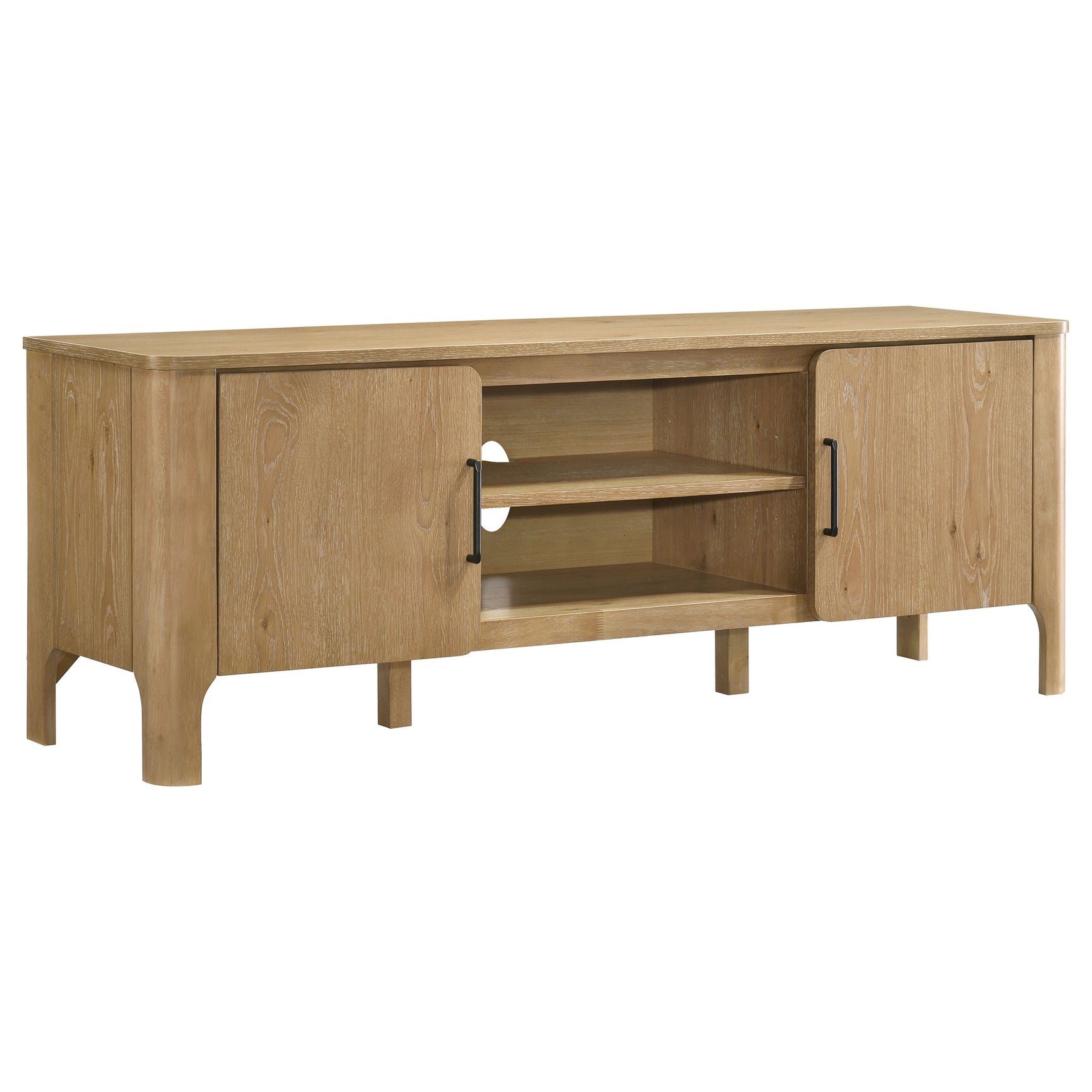 Tampa Furniture Outlet - Coaster - Rowe 65-inch 2-door Wood TV Stand Media Console Light Oak - 701652