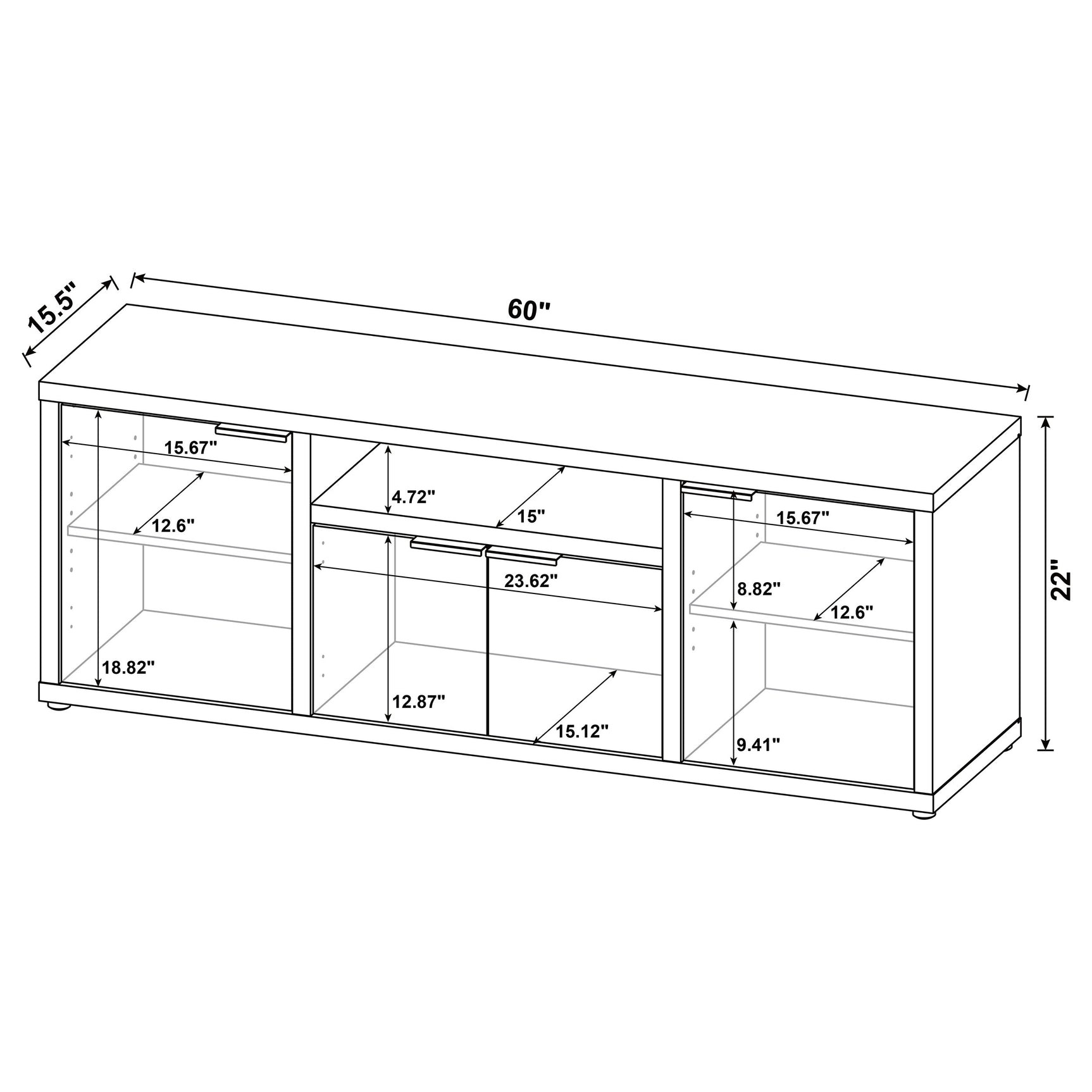 Tabby 4-door Engineered Wood 60-inch TV Stand Mango - Tampa Furniture Outlet