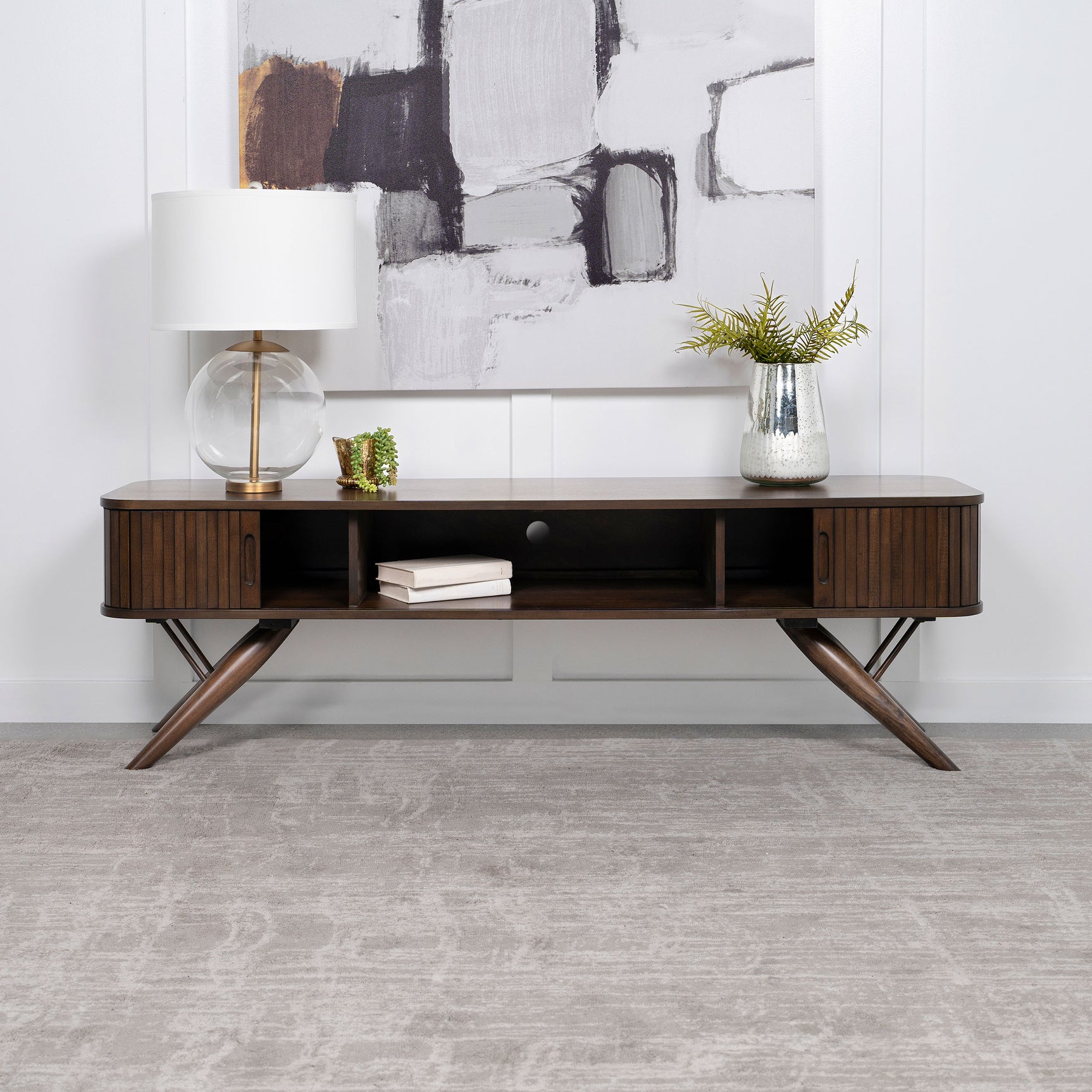 Tampa Furniture Outlet - Coaster - Valna Wood 71-inch TV Stand with Sliding Doors Walnut - 701713