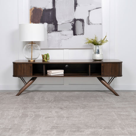 Tampa Furniture Outlet - Coaster - Valna Wood 71-inch TV Stand with Sliding Doors Walnut - 701713