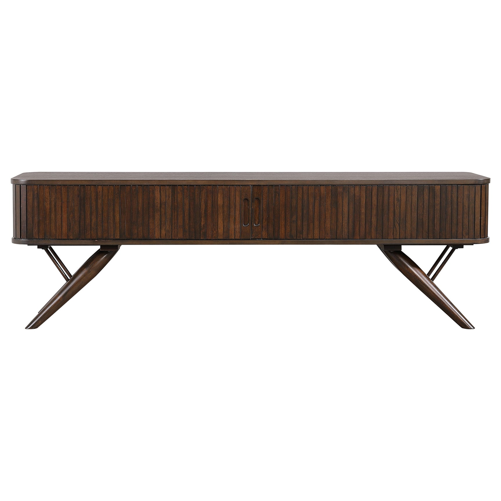 Valna Wood 71-inch TV Stand with Sliding Doors Walnut - Tampa Furniture Outlet