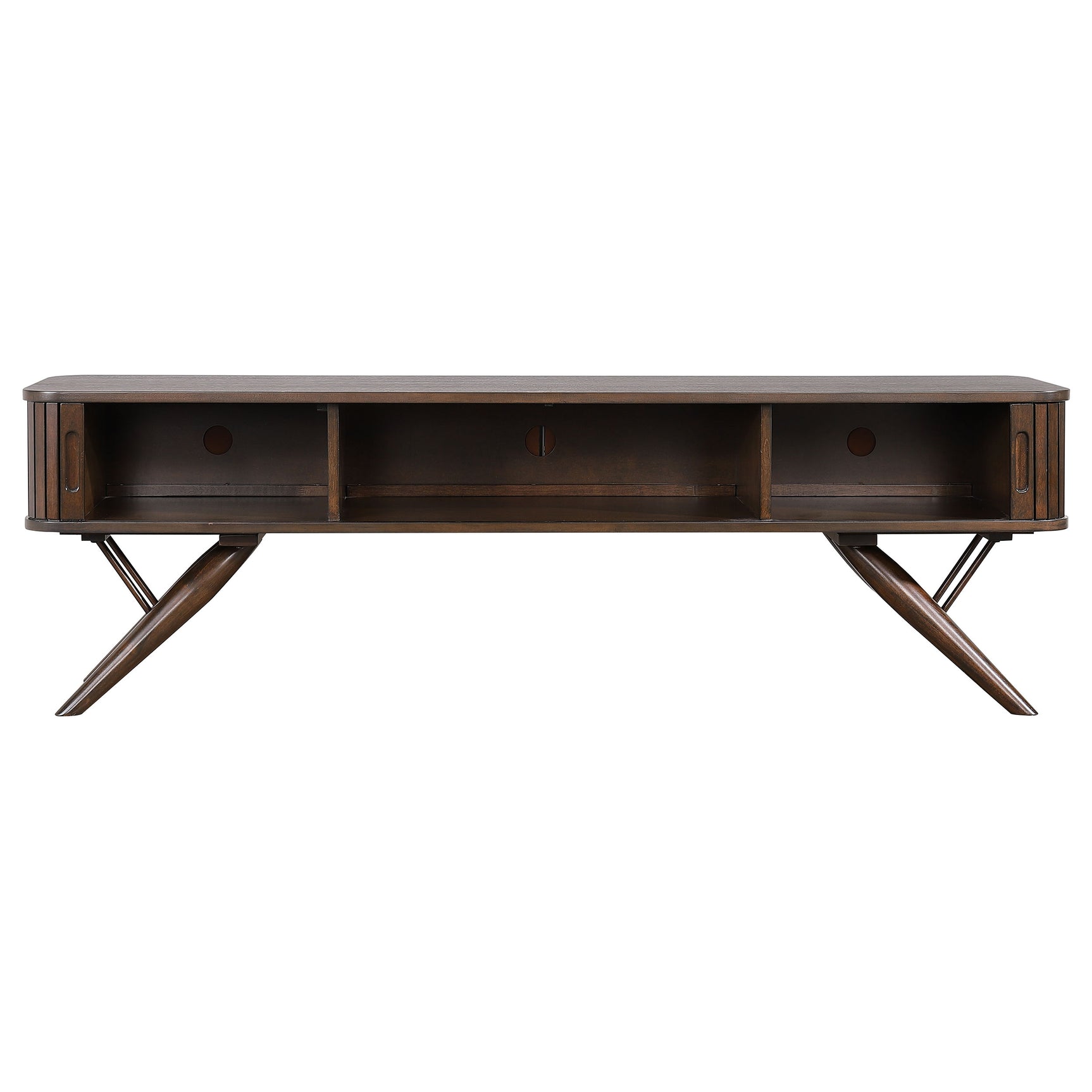 Valna Wood 71-inch TV Stand with Sliding Doors Walnut - Tampa Furniture Outlet