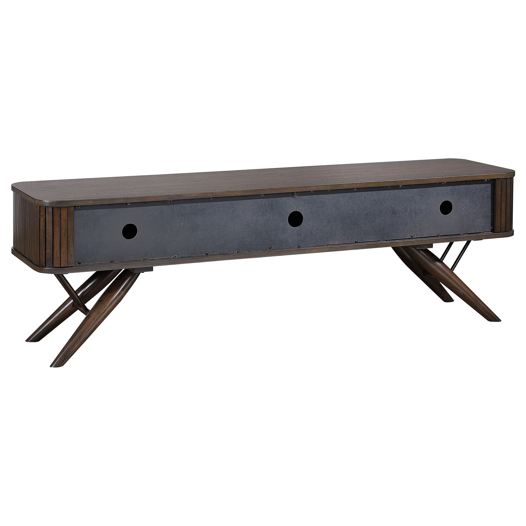 Valna Wood 71-inch TV Stand with Sliding Doors Walnut - Tampa Furniture Outlet