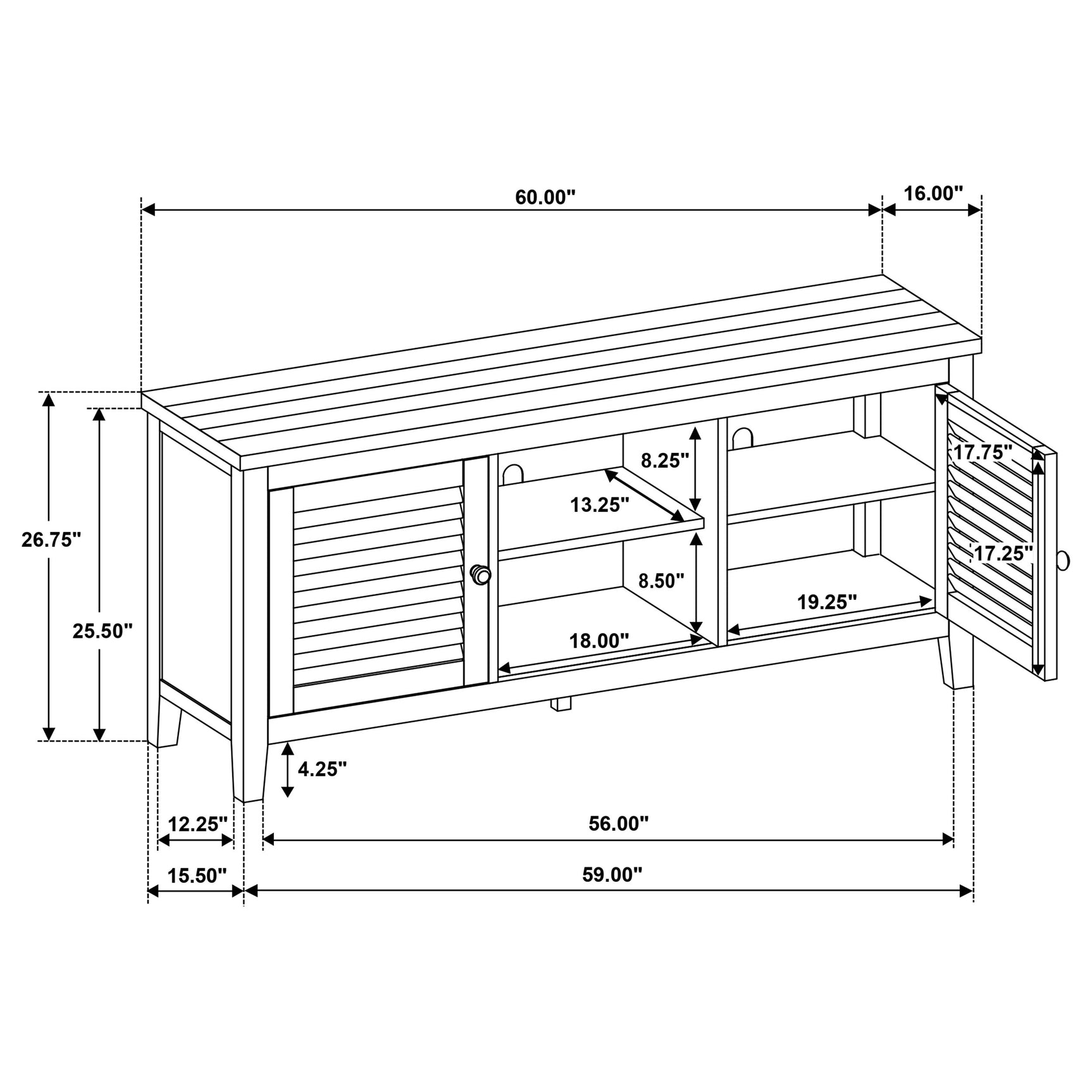 Concord 2-door 60-inch TV Stand Console Distressed Java - Tampa Furniture Outlet
