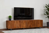 Trask 86-inch Wood TV Stand Media Console Mango Brown - Tampa Furniture Outlet
