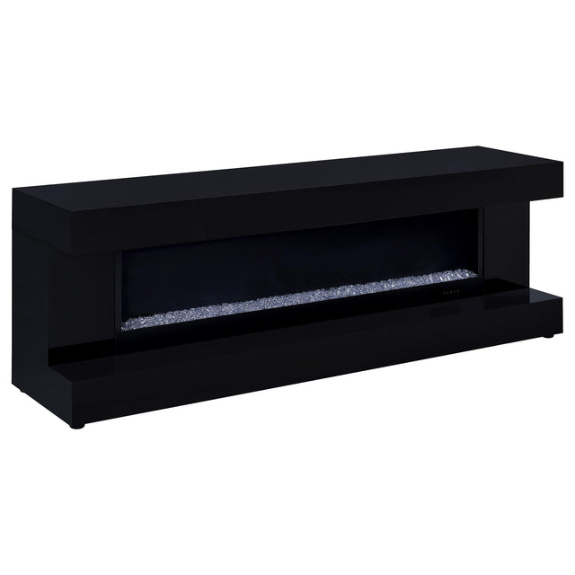 Tampa Furniture Outlet - Coaster - Mallory TV Stand Fireplace Console Bluetooth Speaker Black High Gloss - 701803