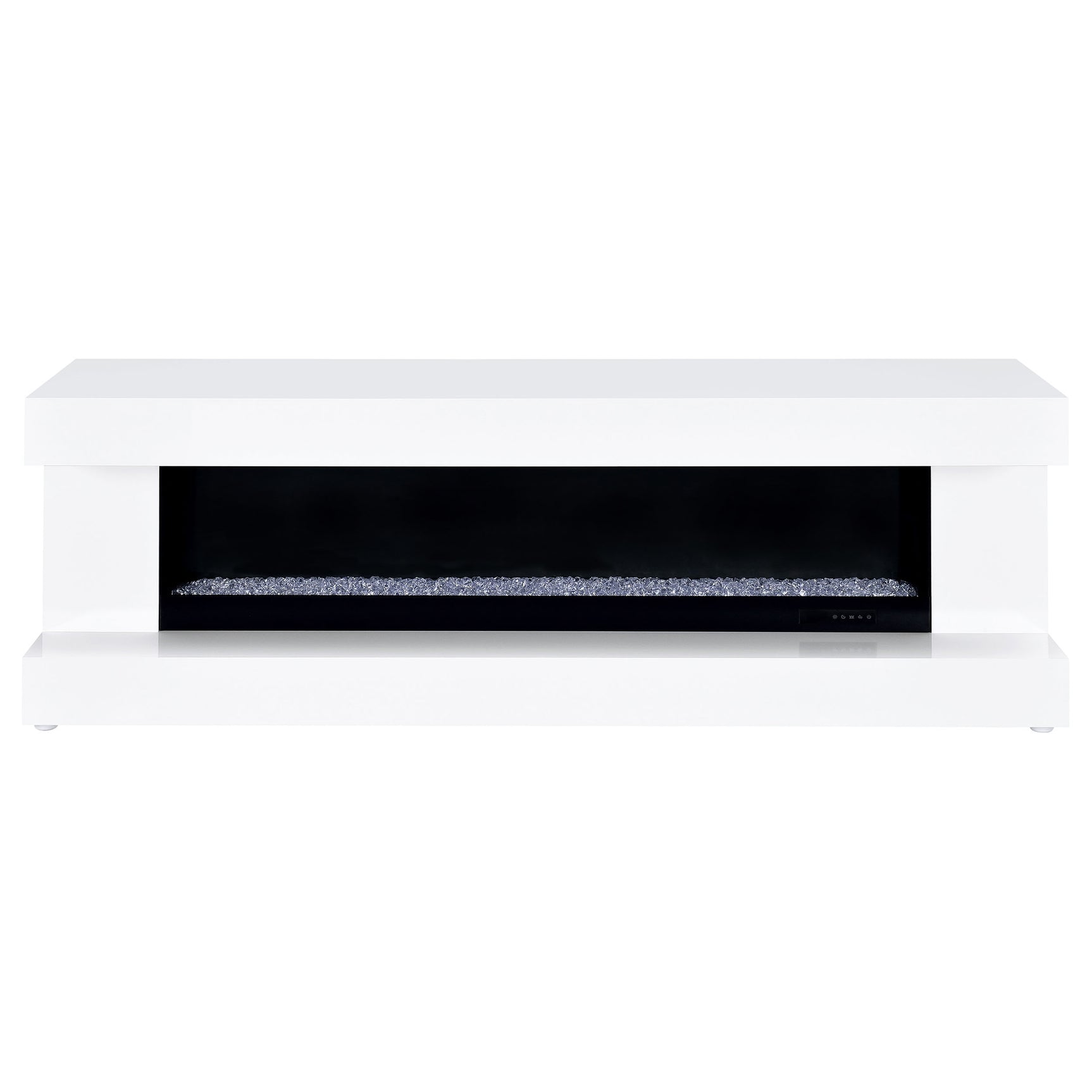 Mallory TV Stand Fireplace Console Bluetooth Speaker White High Gloss