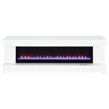 Mallory TV Stand Fireplace Console Bluetooth Speaker White High Gloss