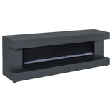 Tampa Furniture Outlet - Coaster - Mallory TV Stand Fireplace Console Bluetooth Speaker Grey High Gloss - 701823