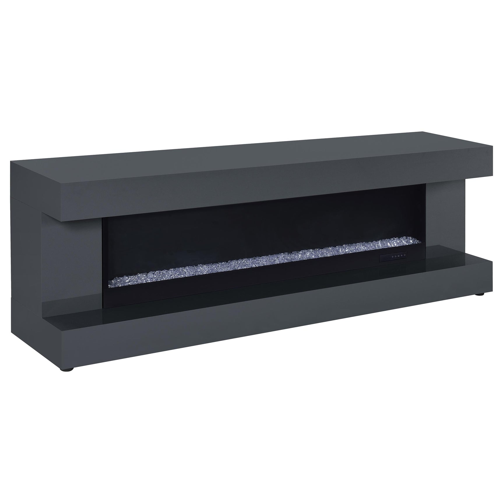 Tampa Furniture Outlet - Coaster - Mallory TV Stand Fireplace Console Bluetooth Speaker Grey High Gloss - 701823