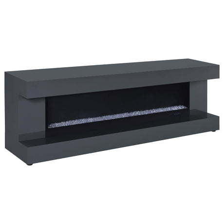 Tampa Furniture Outlet - Coaster - Mallory TV Stand Fireplace Console Bluetooth Speaker Grey High Gloss - 701823