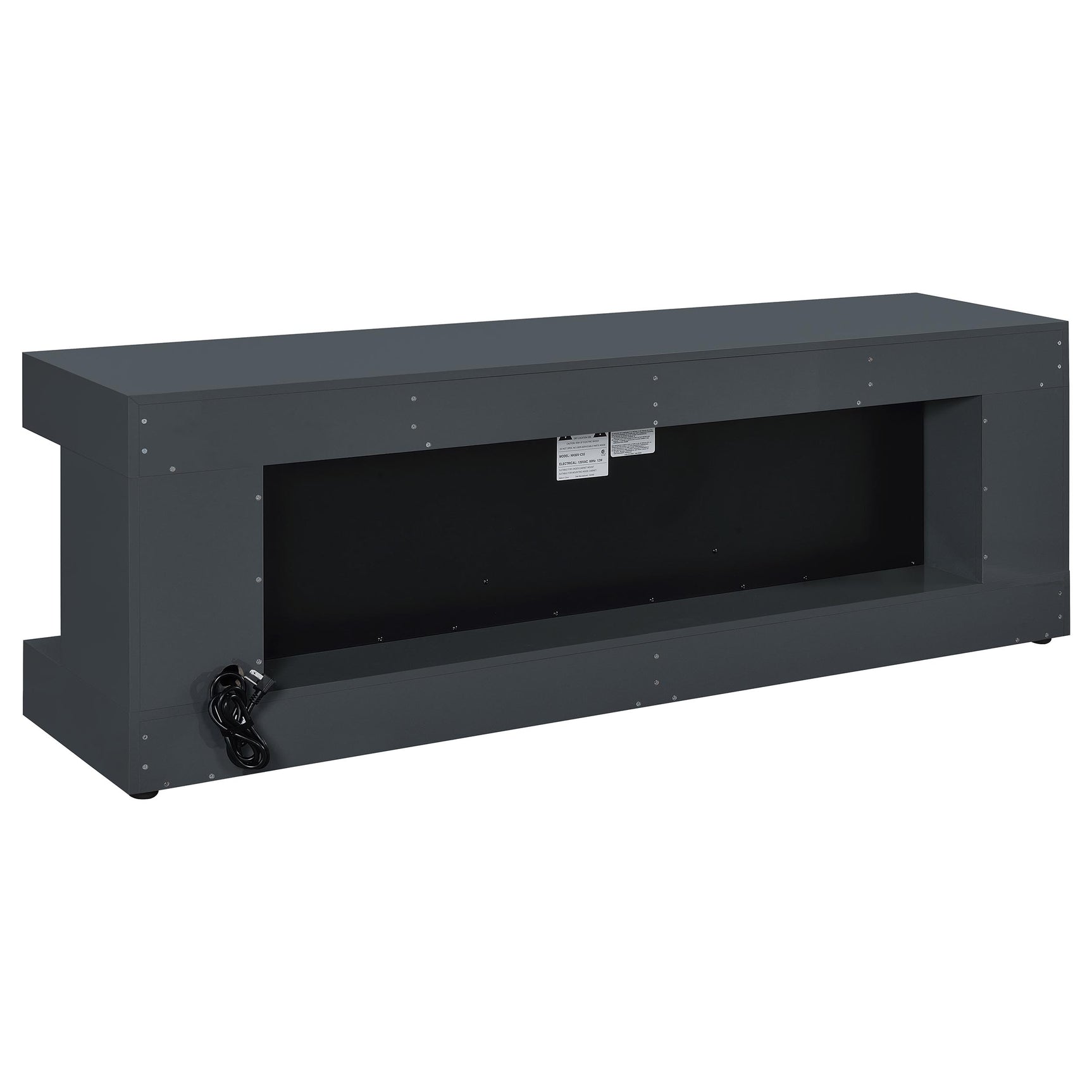 Mallory TV Stand Fireplace Console Bluetooth Speaker Grey High Gloss