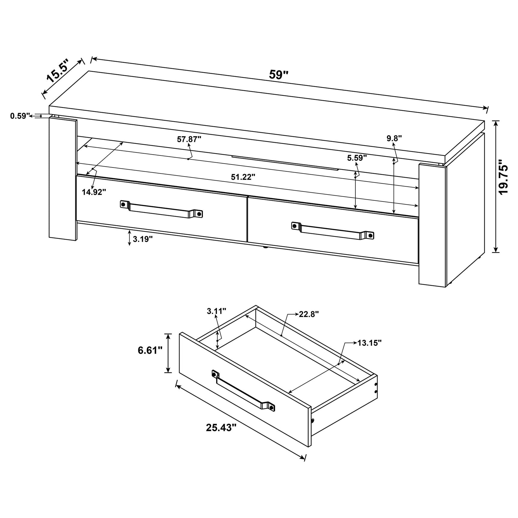 Elkton 2-drawer Engineered Wood 59-inch TV Stand Mango - Tampa Furniture Outlet