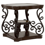 Tampa Furniture Outlet - Coaster - Laney 1-shelf Glass Top Square End Table Deep Merlot - 702447