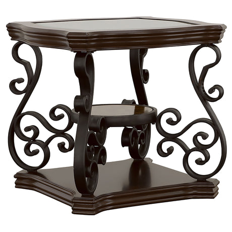 Tampa Furniture Outlet - Coaster - Laney 1-shelf Glass Top Square End Table Deep Merlot - 702447