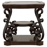 Laney 1-shelf Glass Top Square End Table Deep Merlot - Tampa Furniture Outlet