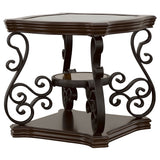 Laney 1-shelf Glass Top Square End Table Deep Merlot - Tampa Furniture Outlet