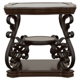 Laney 1-shelf Glass Top Square End Table Deep Merlot - Tampa Furniture Outlet
