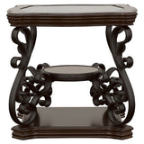 Laney 1-shelf Glass Top Square End Table Deep Merlot - Tampa Furniture Outlet