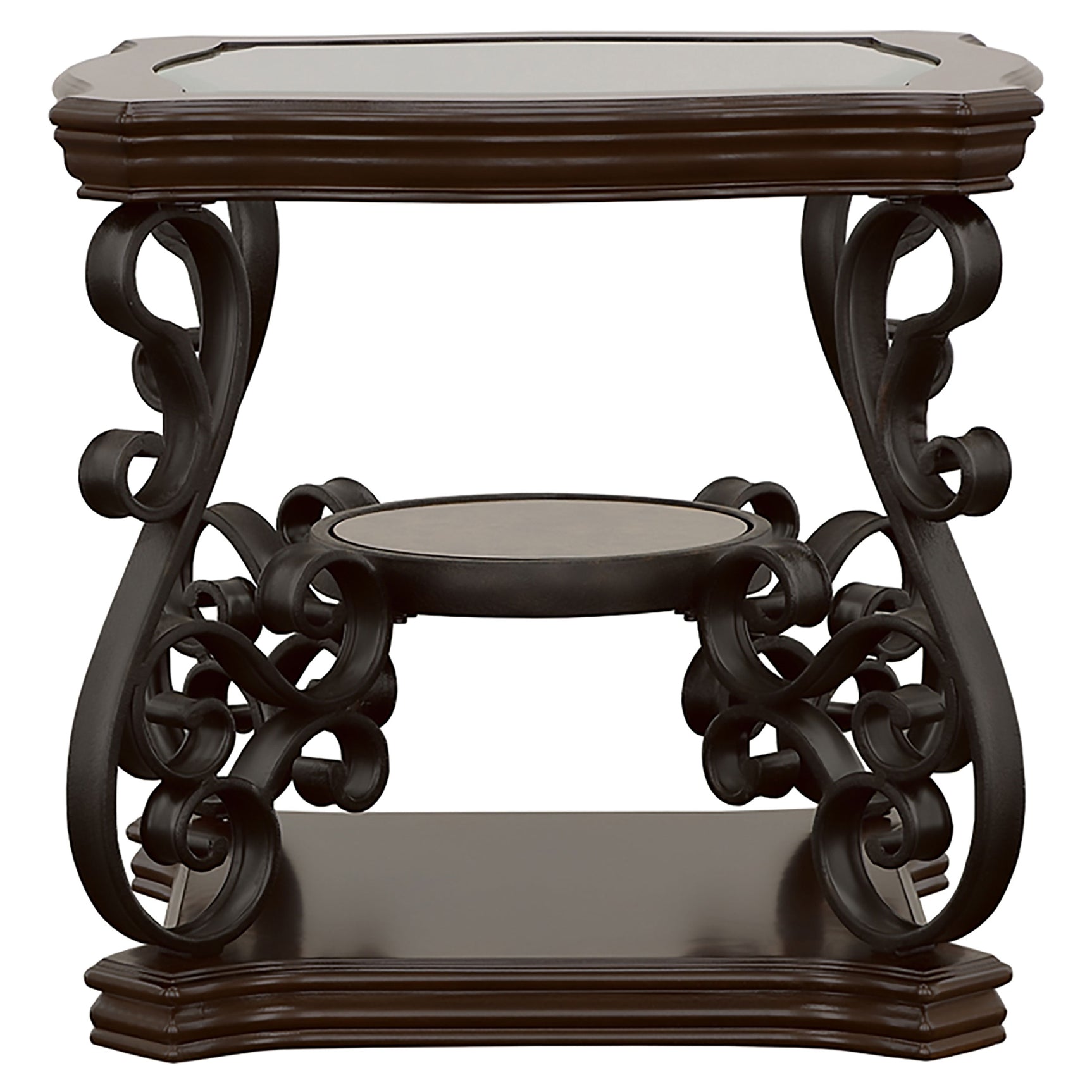 Laney 1-shelf Glass Top Square End Table Deep Merlot - Tampa Furniture Outlet