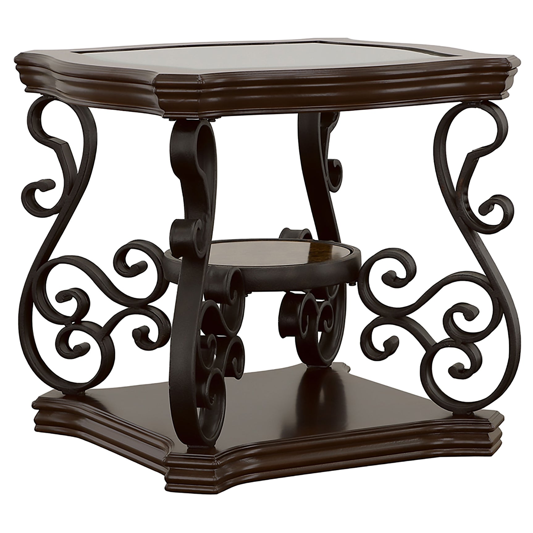 Laney 2-piece Glass Top Coffee and End Table Set Dark Merlot - Tampa Furniture Outlet