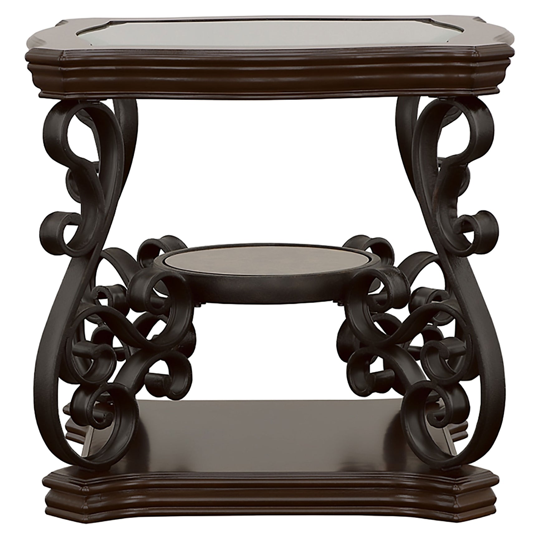 Laney 2-piece Glass Top Coffee and End Table Set Dark Merlot - Tampa Furniture Outlet