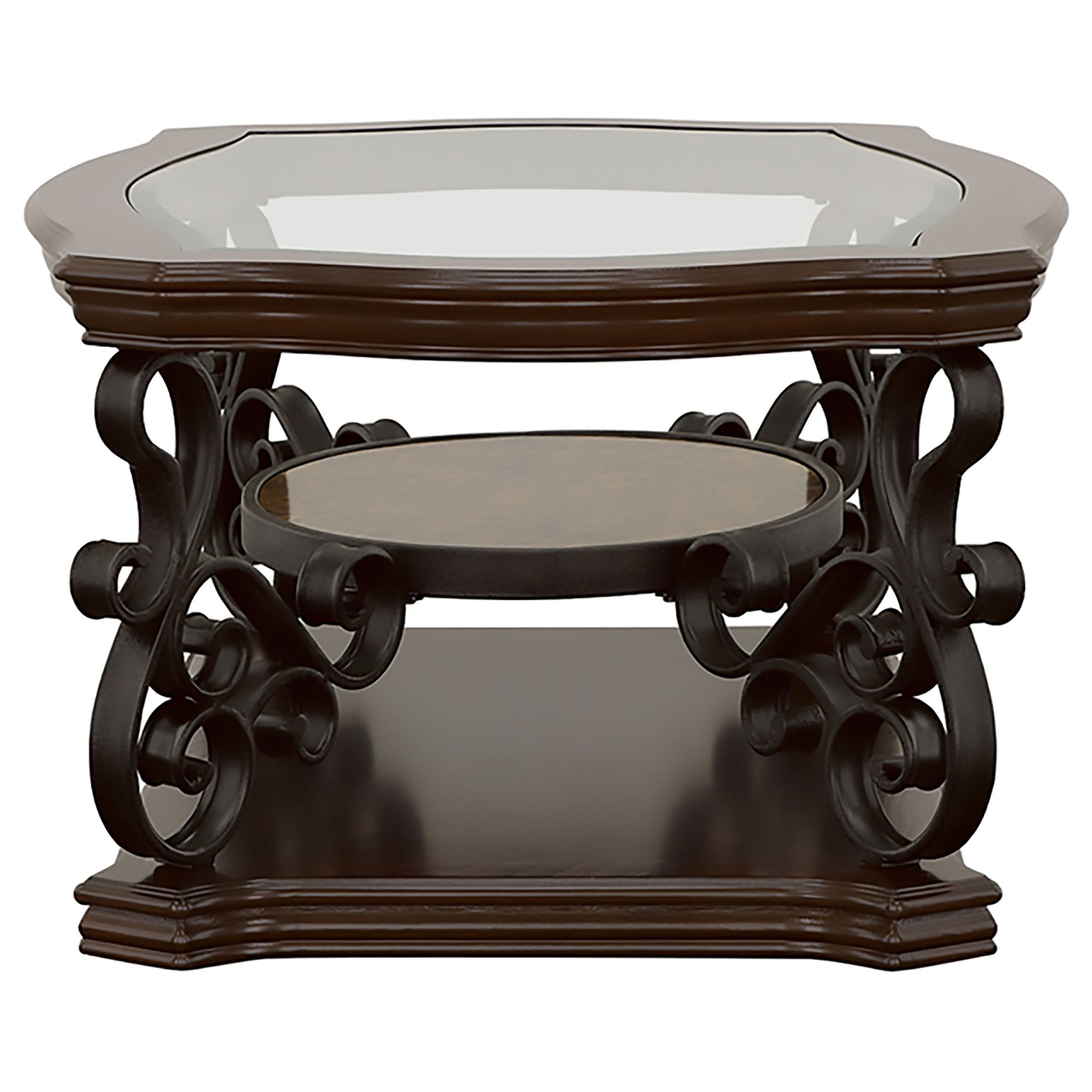 Laney 2-piece Glass Top Coffee and End Table Set Dark Merlot - Tampa Furniture Outlet