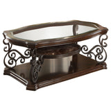 Laney 3-piece Glass Top Coffee and End Table Set Dark Merlot - Tampa Furniture Outlet