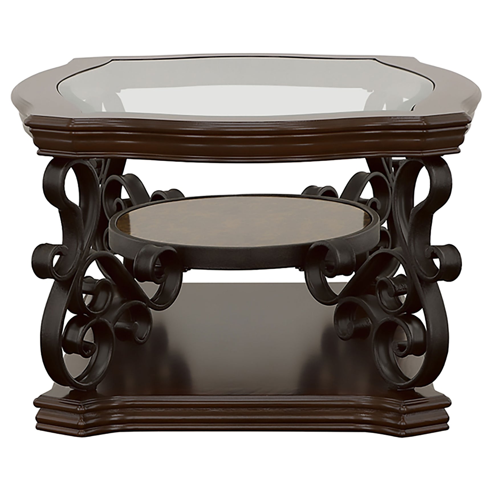 Laney 3-piece Glass Top Coffee and End Table Set Dark Merlot - Tampa Furniture Outlet