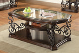 Laney 1-shelf Glass Top Rectangular Coffee Table Deep Merlot - Tampa Furniture Outlet