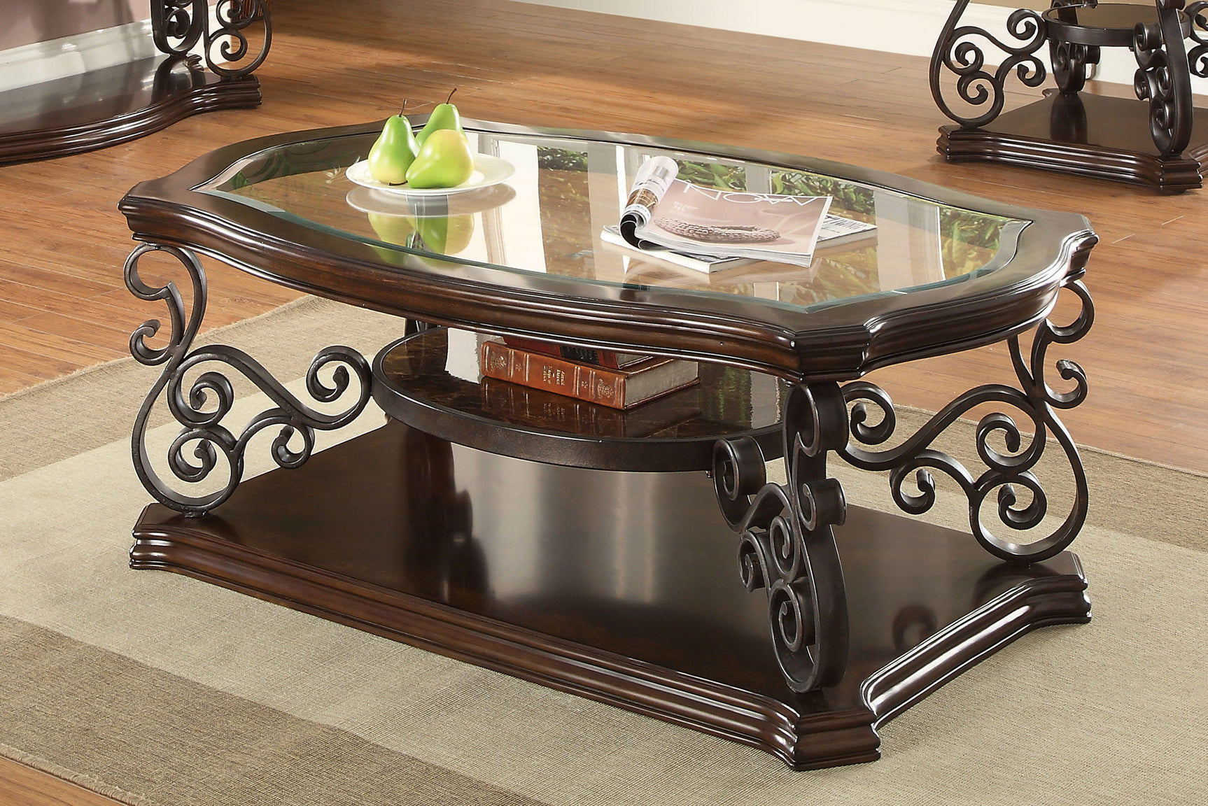 Laney 1-shelf Glass Top Rectangular Coffee Table Deep Merlot - Tampa Furniture Outlet