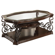 Tampa Furniture Outlet - Coaster - Laney 1-shelf Glass Top Rectangular Coffee Table Deep Merlot - 702448