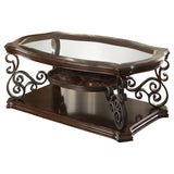 Laney 1-shelf Glass Top Rectangular Coffee Table Deep Merlot - Tampa Furniture Outlet