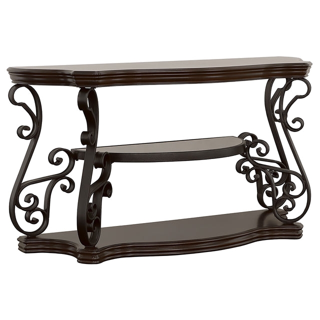 Tampa Furniture Outlet - Coaster - Laney Scrollwork Entryway Sofa Console Table Deep Merlot - 702449