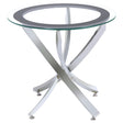 Tampa Furniture Outlet - Coaster - Brooke Round Glass Top Side End Table Metal Base Chrome - 702587