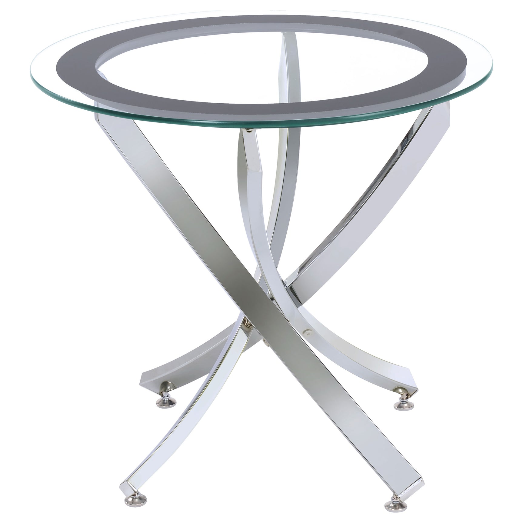 Tampa Furniture Outlet - Coaster - Brooke Round Glass Top Side End Table Metal Base Chrome - 702587