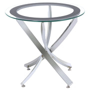 Tampa Furniture Outlet - Coaster - Brooke Round Glass Top Side End Table Metal Base Chrome - 702587