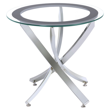 Tampa Furniture Outlet - Coaster - Brooke Round Glass Top Side End Table Metal Base Chrome - 702587