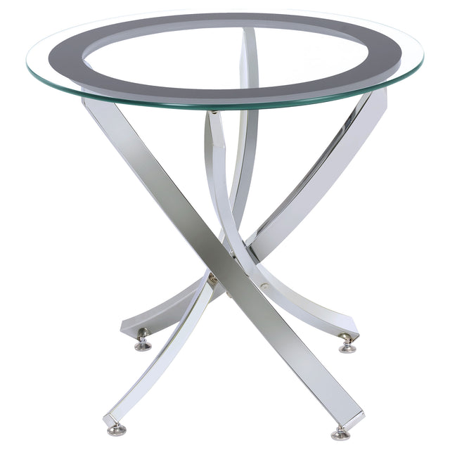 Tampa Furniture Outlet - Coaster - Brooke Round Glass Top Side End Table Metal Base Chrome - 702587