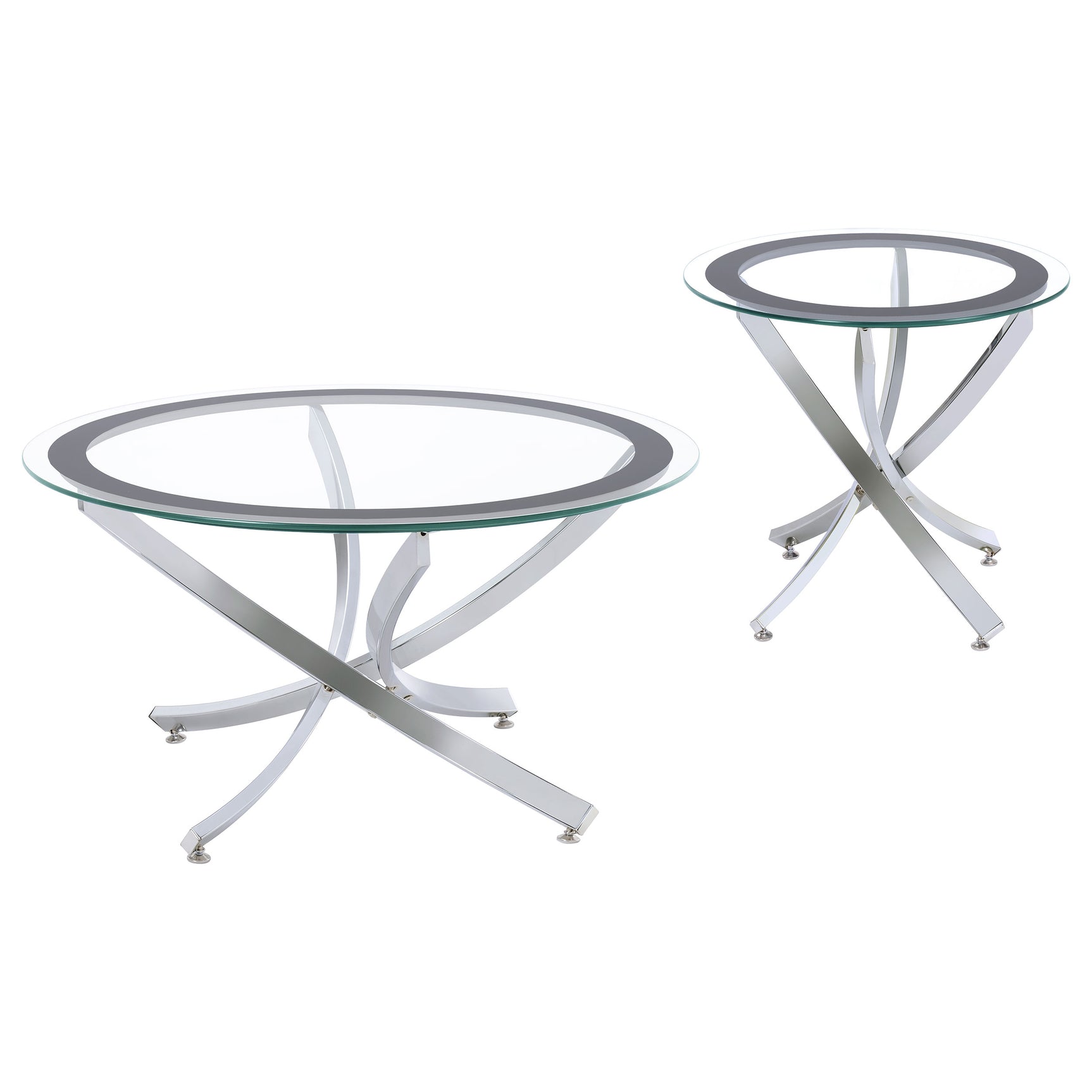 Brooke 2-piece Round Coffee and End Table Set Chrome - Tampa Furniture Outlet