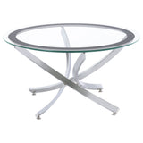 Brooke 2-piece Round Coffee and End Table Set Chrome - Tampa Furniture Outlet