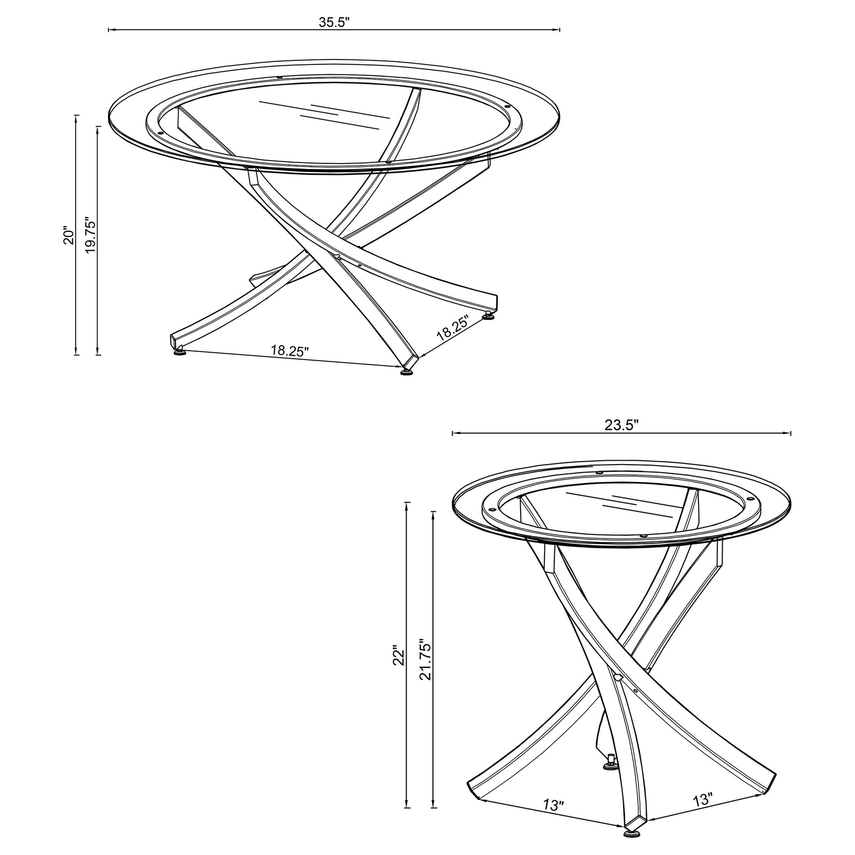 Brooke 2-piece Round Coffee and End Table Set Chrome - Tampa Furniture Outlet